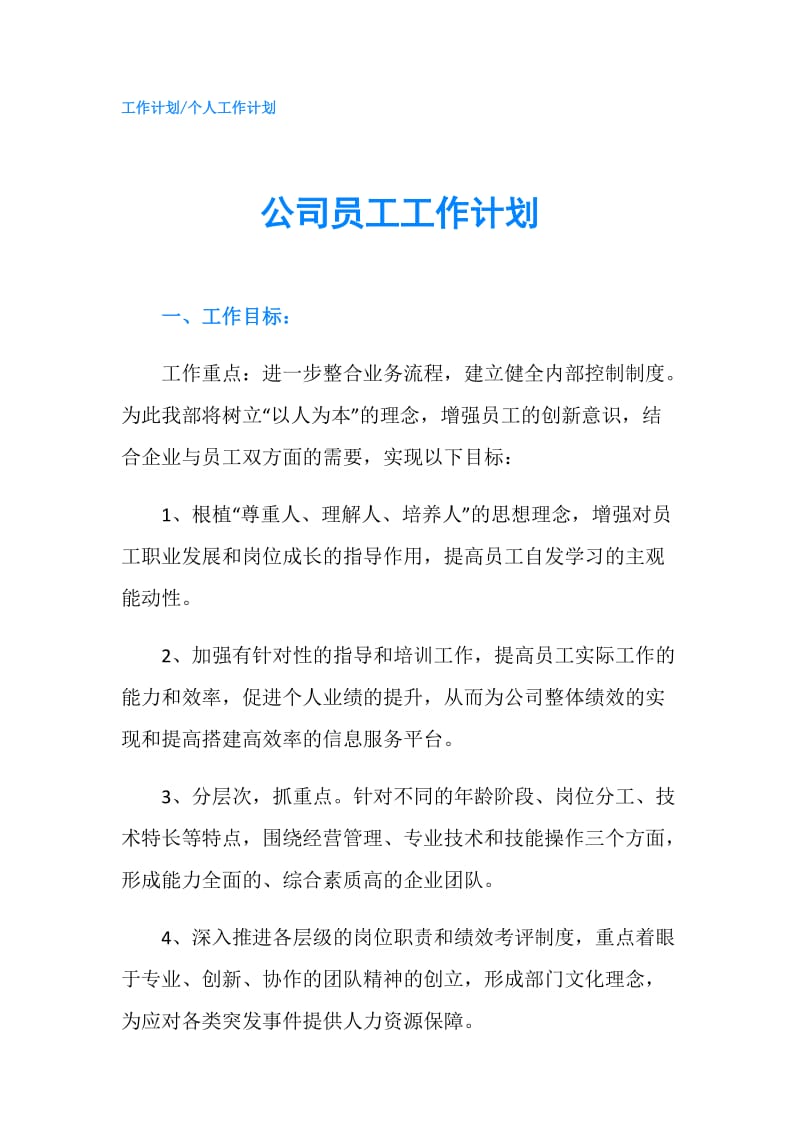 公司员工工作计划.doc_第1页