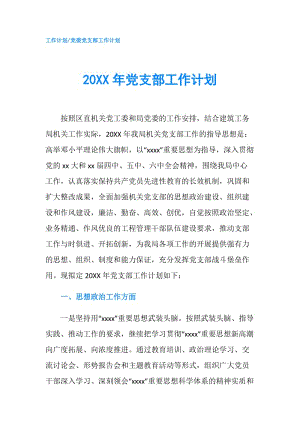 20XX年党支部工作计划.doc