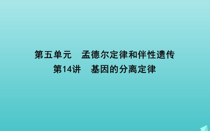 2020版高考生物总复习第14讲基因的分离定律课件新人教版.ppt_第1页