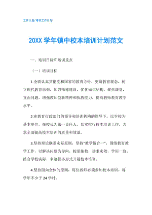 20XX学年镇中校本培训计划范文.doc