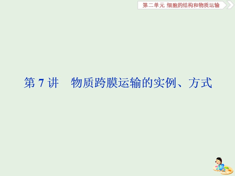 人教通用版2020版高考生物新探究大一轮复习第7讲物质跨膜运输的实例方式课件.ppt_第1页