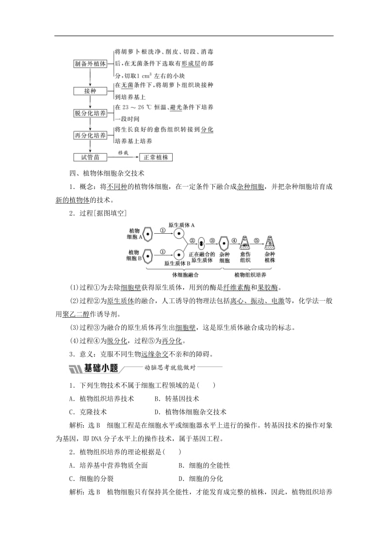 2019_2020学年高中生物专题2细胞工程2.1植物细胞工程2.1.1植物细胞工程的基本技术教学案含解析新人教版选修.pdf_第2页