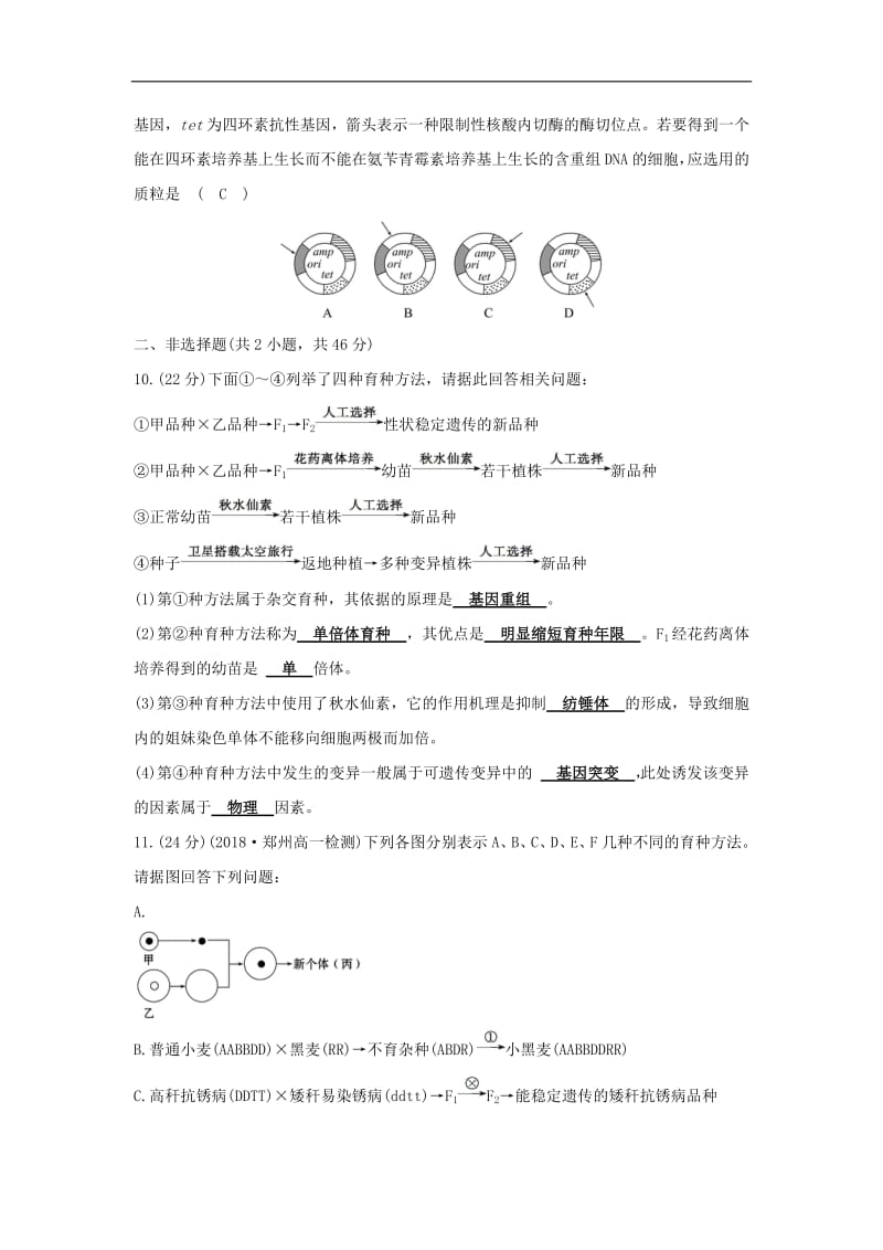 2019_2020学年高中生物第六章从杂交育种到基因工程单元评估检测含解析新人教版必修.pdf_第3页