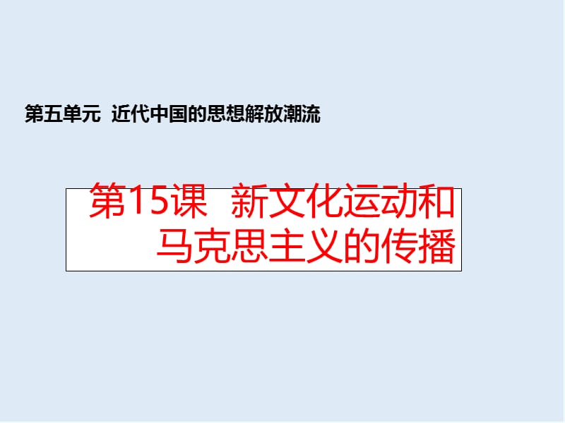 2019-2020学年历史人教版必修三课件：第15课 新文化运动与马克思主义的传播 .ppt_第1页