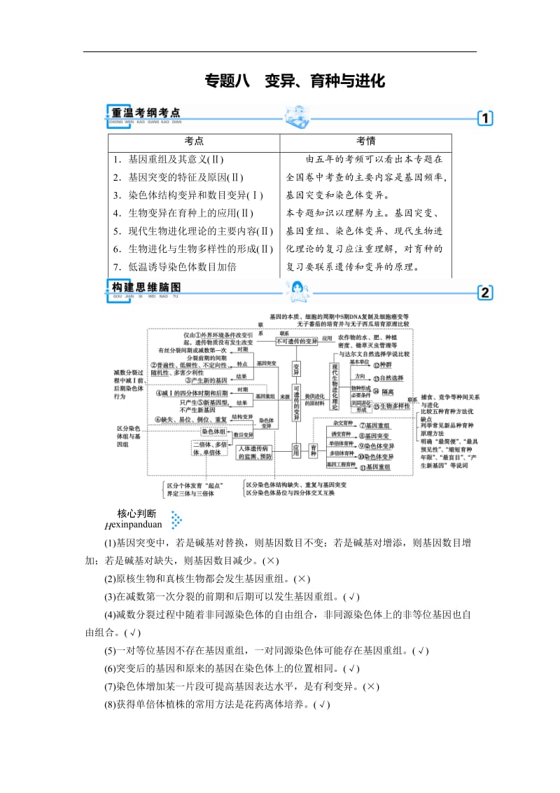 2019高考生物大二轮复习精品教师用书：专题八　变异、育种与进化 Word版含答案.doc_第1页