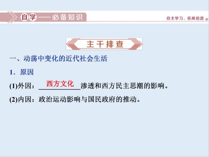 2020高考历史培优大一轮人教版课件：第27讲　中国近现代社会生活的变迁 .pdf_第2页