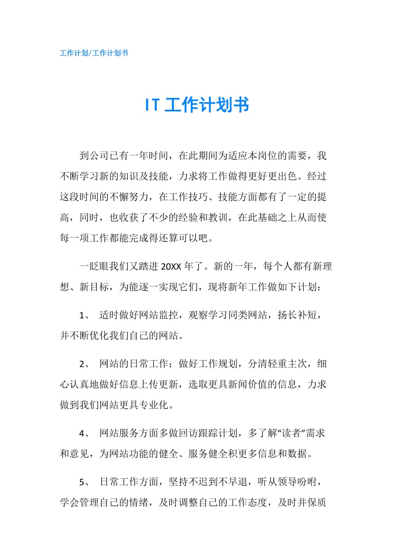 IT工作计划书.doc_第1页