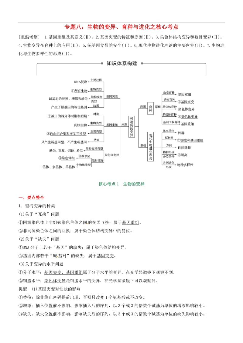 2020年高考生物二轮复习核心考点之提分冲刺专题08生物的变异育种与进化_117.doc_第1页