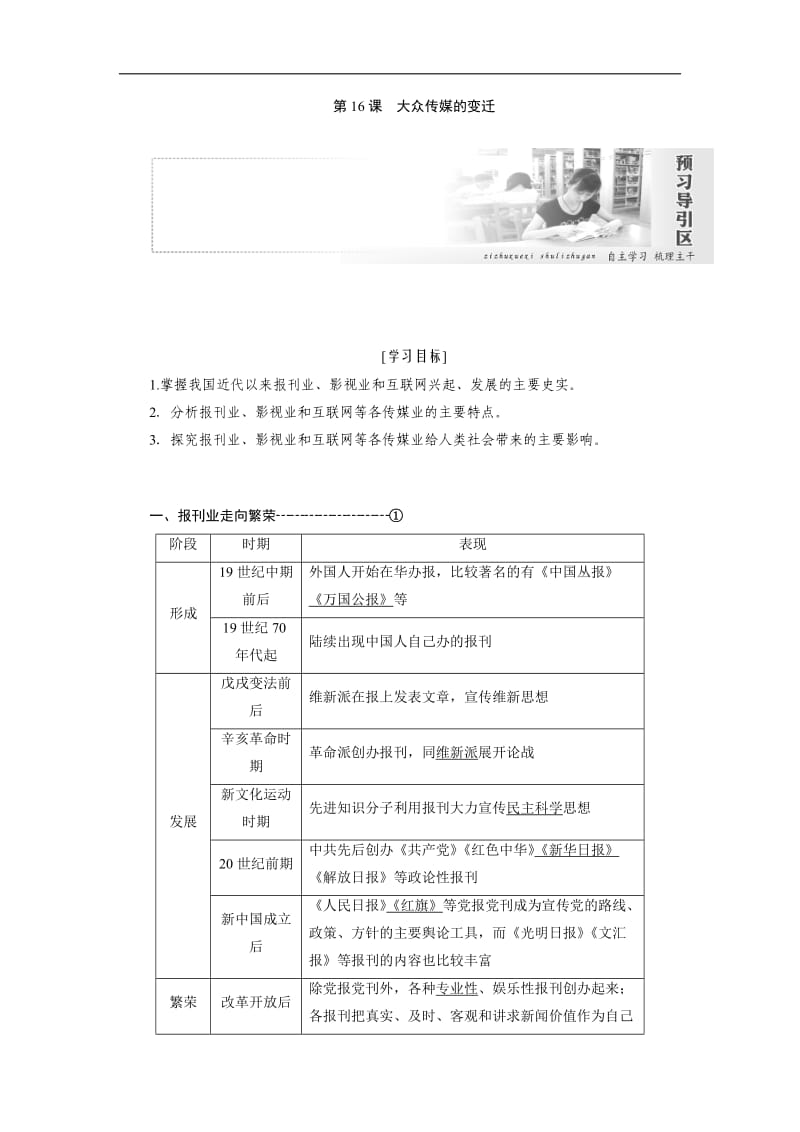 2020新创新历史人教版必修2讲义：第五单元 第16课　大众传媒的变迁 Word版含解析.doc_第1页