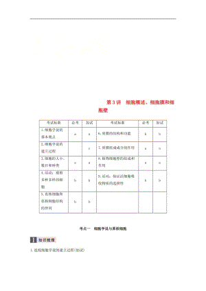 （浙江选考）2020版高考生物一轮总复习第一单元细胞的分子组成与结构第3讲细胞概述细胞膜和细胞壁学案_95.doc