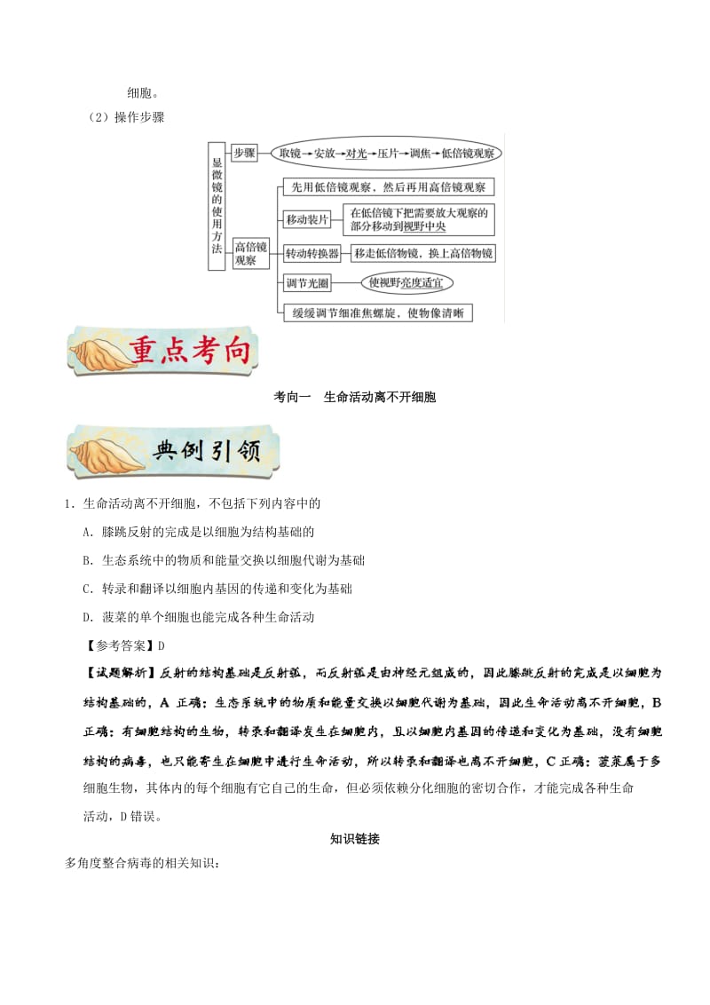 备战2019年高考生物训练题： 考点一遍过 专题01 生命系统及细胞的多样性和统一性.doc_第3页