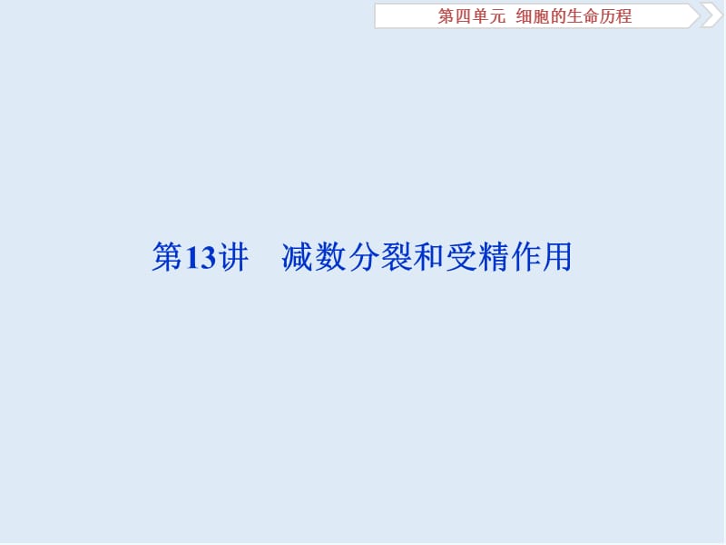 2020届高中生物一轮复习方案课件：第4单元 2 第13讲减数分裂和受精作用 .ppt_第1页