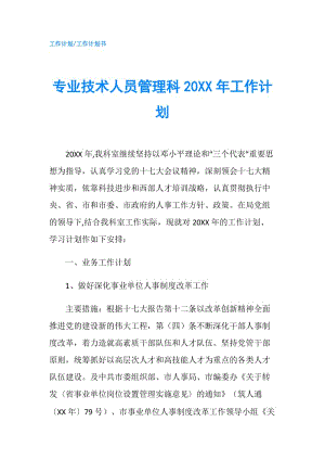 专业技术人员管理科20XX年工作计划.doc