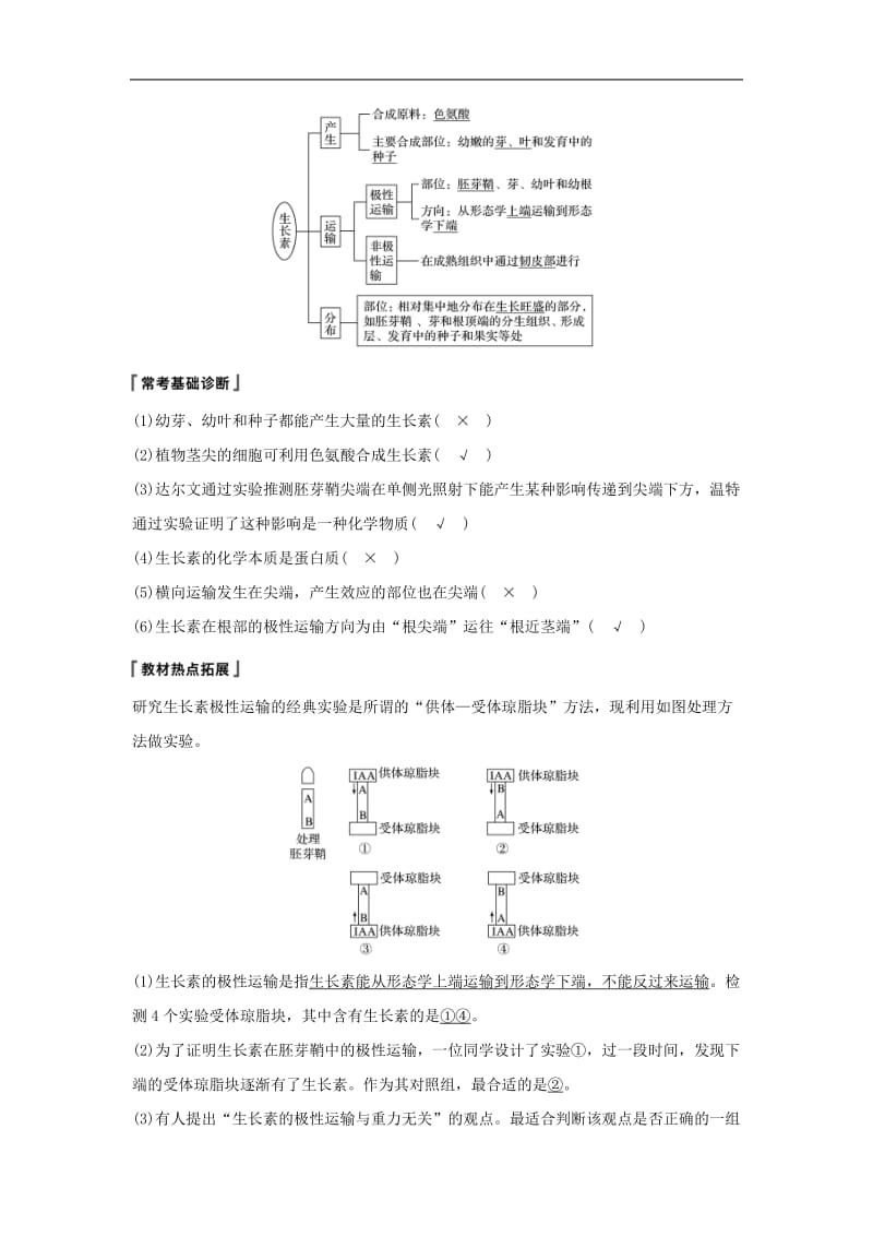 2019-2020学年高考生物大一轮复习学案： 第八单元 生命活动的调节 第27讲 植物的激素调节学案.doc_第3页