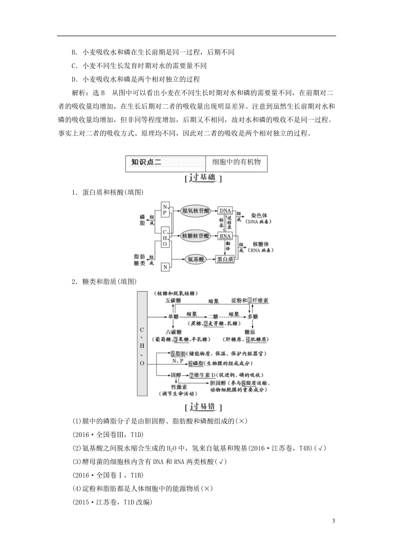 （全国通用）2020年高考生物二轮复习作业及讲义： 专题一 细胞讲义.doc_第3页