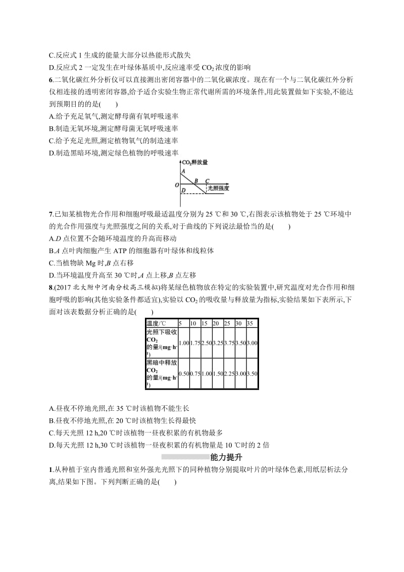 2019高三生物人教版一轮考点规范练：第3单元 细胞的能量供应和利用 10 Word版含解析.docx_第2页