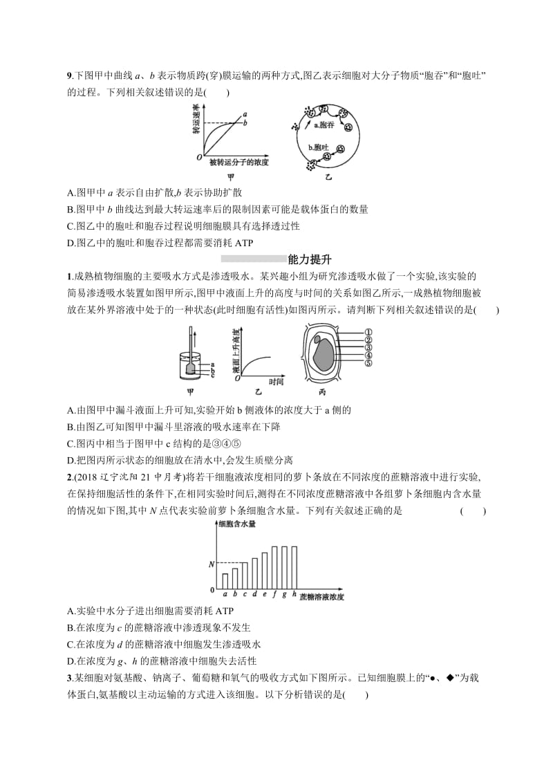 2019高三生物人教版一轮考点规范练：第2单元 细胞的基本结构 细胞的物质输入和输出 6 Word版含解析.docx_第3页