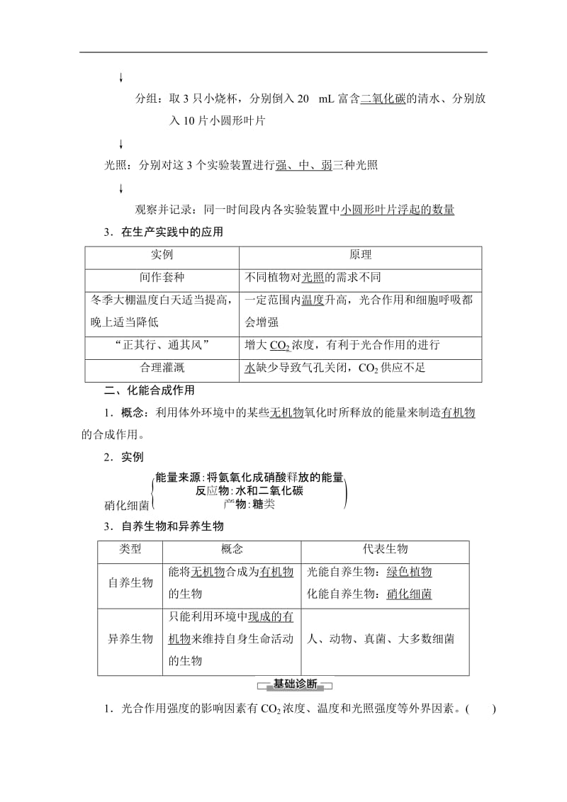 2019-2020学年人教版生物必修一讲义：第5章 第4节　第3课时　光合作用原理的应用和化能合成作用 Word版含答案.doc_第2页