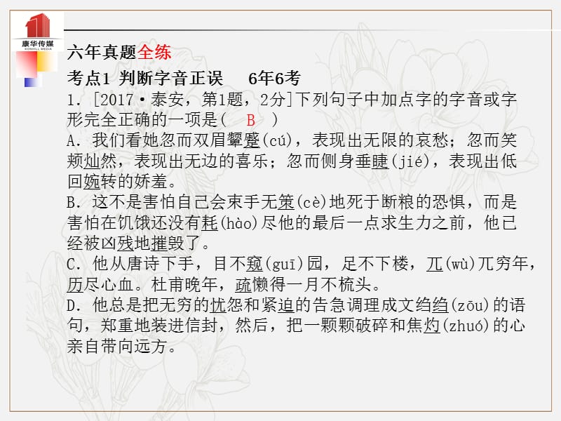 泰安专版2019年中考语文第二部分专题复习高分保障专题一字音字形课件2.ppt_第2页