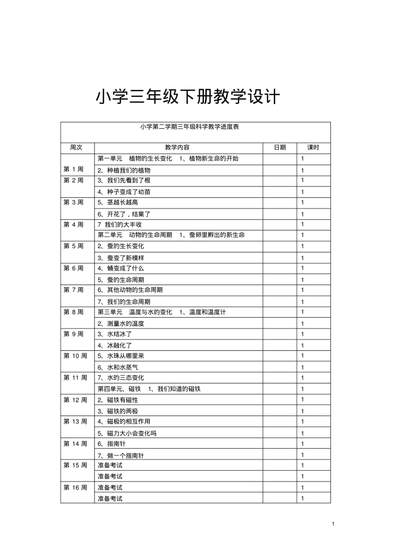 新版教科版三年级下册教学设计科学.pdf_第1页