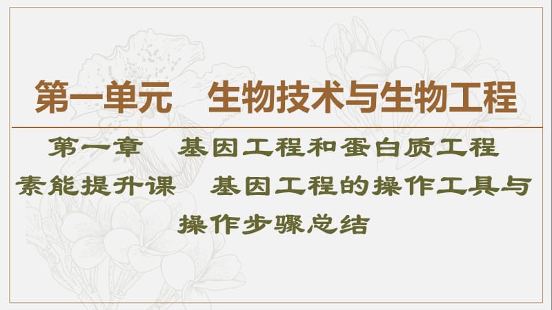 2019-2020学年高中生物新同步沪科版选修3课件：第1单元 第1章 素能提升课　基因工程的操作工具与操作步骤总结 .ppt_第1页