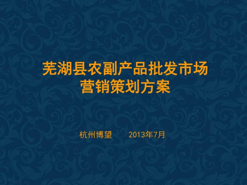 201307芜湖农副产品批发市场整合营销策划案.pdf_第1页