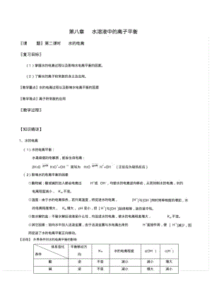 水的电离(教学设计)-2017届高三化学一轮复习.pdf