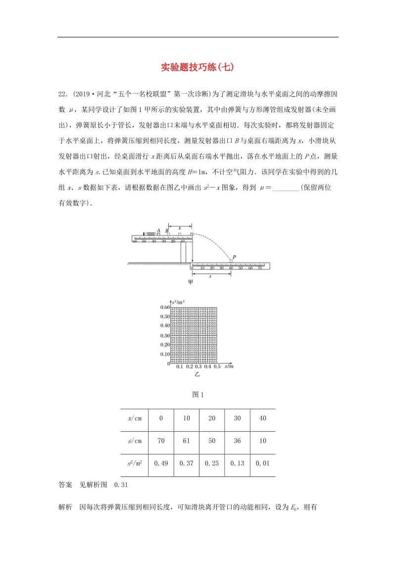 （通用版）2020高考物理三轮冲刺题型练辑实验题技巧练：（七）（含解析）.docx_第1页