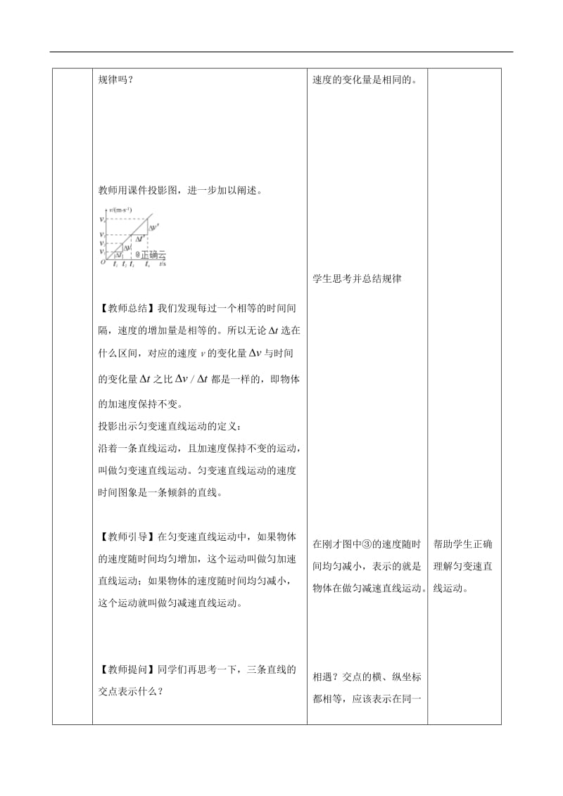 2019-2020学年高一物理人教版（2019）必修第一册教案：匀变速直线运动的速度与时间的关系 Word版.doc_第3页