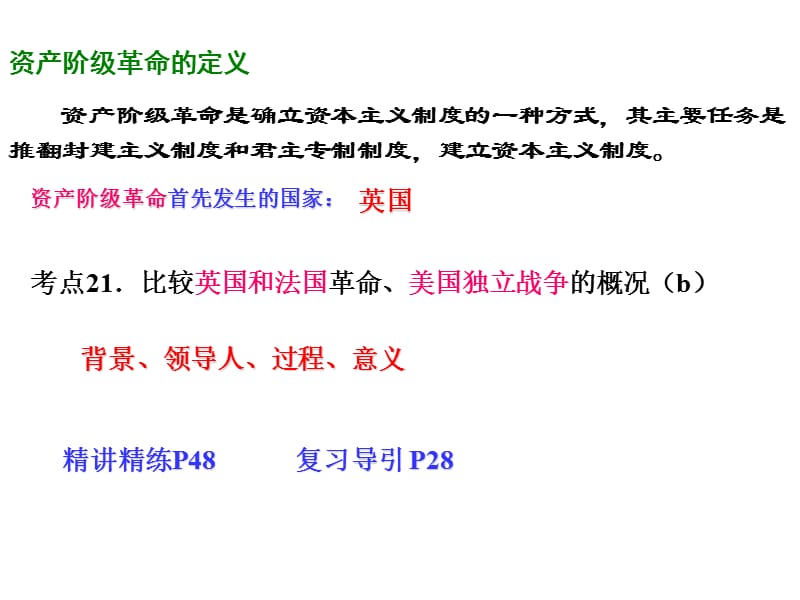 考点21比较英国和法国革命、美国独立战争的概况(用).ppt_第1页