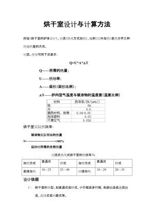 烘干室设计与计算方法.doc