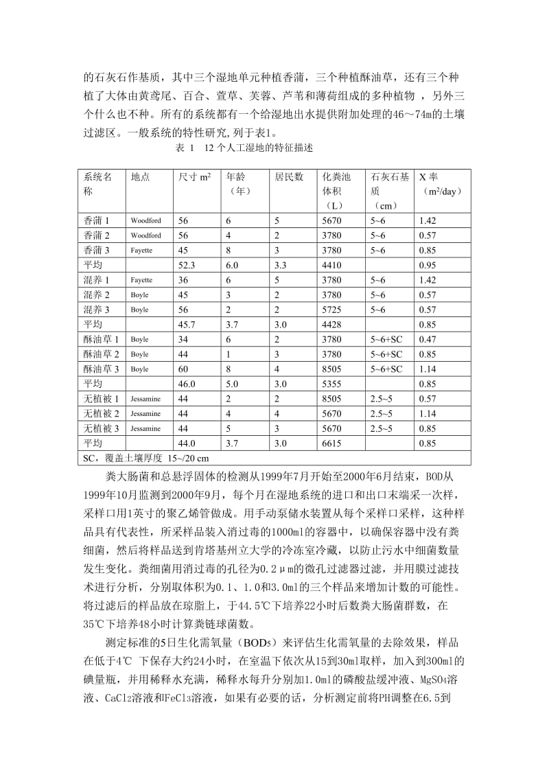 行业资料植物在人工湿地处理生活污水中对粪细菌、生化需氧量和悬浮物往除的影响.doc_第3页