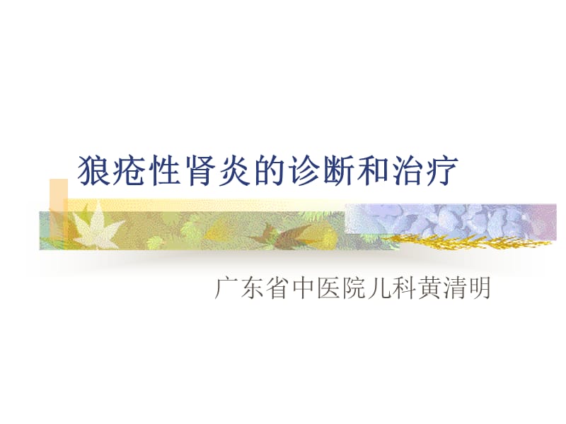 狼疮性肾炎的诊断和治疗.ppt_第1页