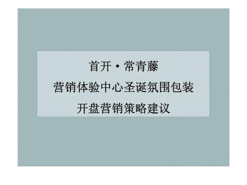 首开·常青藤营销体验中心圣诞氛围包装开盘营销策略建议.ppt_第1页