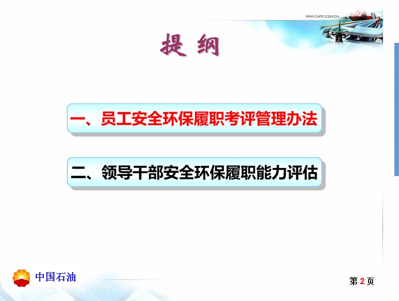 20160411中国石油2016年第一期安全师资培训班-谢国忠-员工安全环保履职考评管理工作要求.ppt_第2页