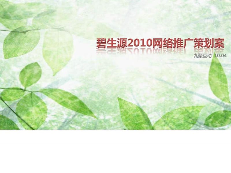 碧生源2010网络推广策划全案_图文.ppt.ppt_第1页