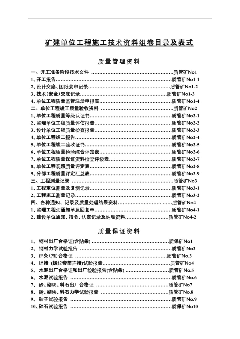 jn煤矿井巷单位工程施工技术资料表样及填表要求.doc_第1页