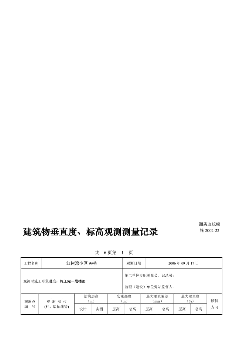 l17修建物垂直度、标高观测测量记录[优质文档].doc_第1页