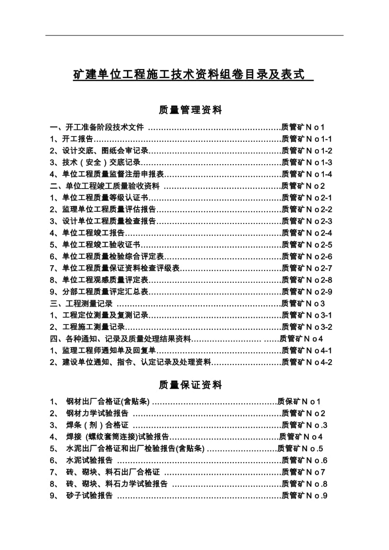 p煤矿井呢巷单位工程施工技术资料表样及填表要求.doc_第1页