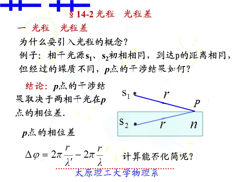 太原理工《大学物理》李孟春-§14-2光程 光程差.ppt_第1页