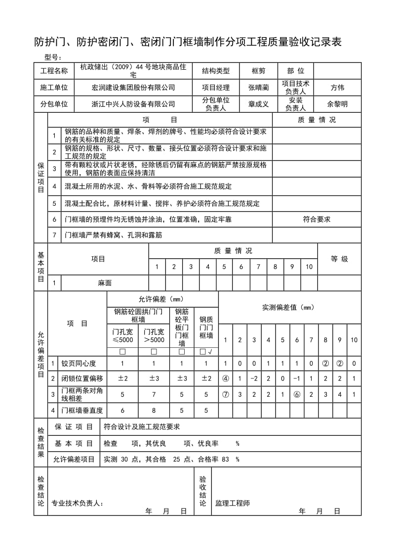 (钢结构)门框墙制作分项工程质量验收记录.doc_第2页