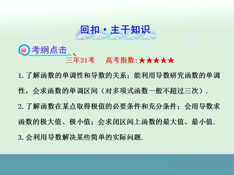 2014届浙江高考数学（理）总复习同步教材精品课件：2.12《导数在研究函数中的应用与生活中的优化问题举例》（新人教A版）.ppt_第2页