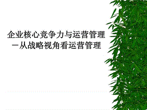 企业核心竞争力与运营管理-从战略视角看运营管理.ppt