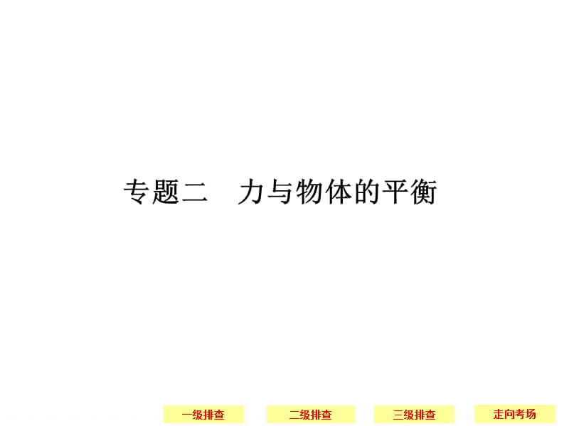 2014届高考物理三轮简易通三级排查大提分课件：专题二　力与物体的平衡（共42张ppt）.ppt_第1页