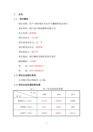 产5000吨汽车安全气囊钢管技改项目可研报告.doc