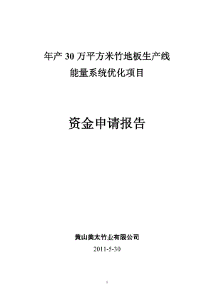 产30万平方米竹地板生产线能量系统优化项目资金申请报告.doc