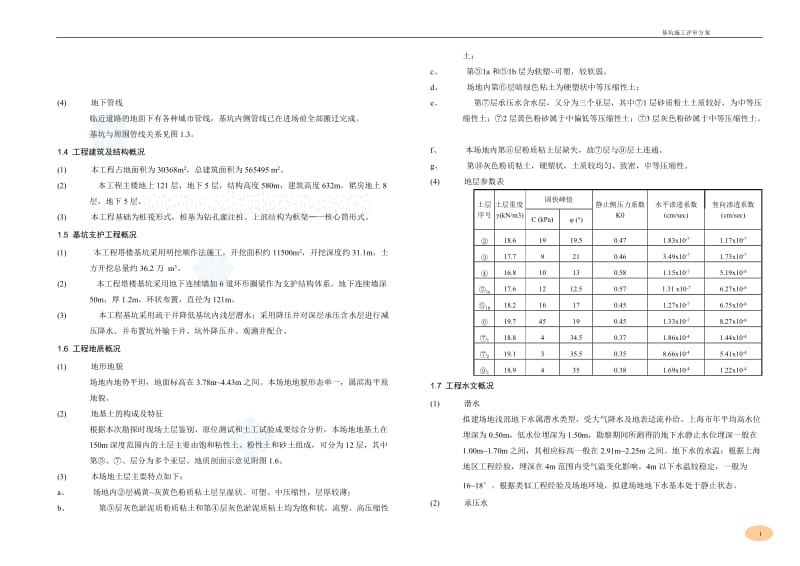 [上海]商业中心土方工程施工方案(土方开挖、基坑降水、连续墙)_secret.doc_第2页