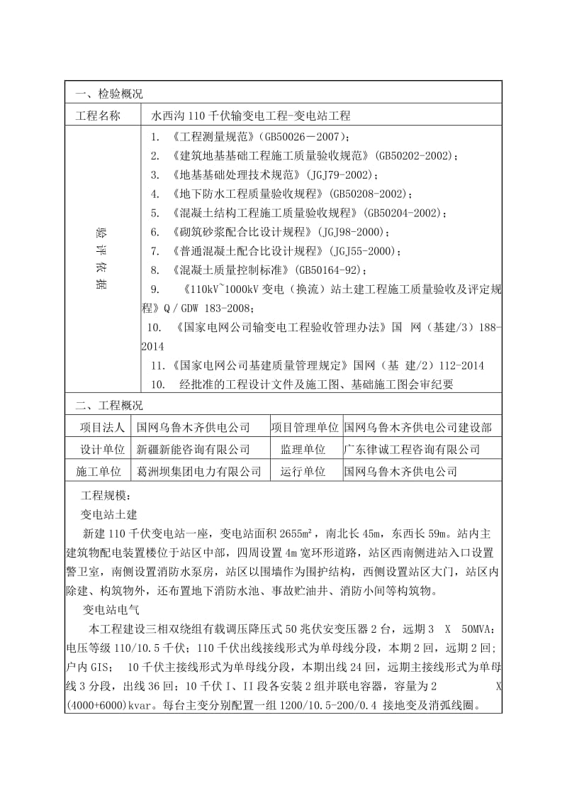 水西沟110千伏变电站工程监理初检三报告(土建主体).doc_第2页