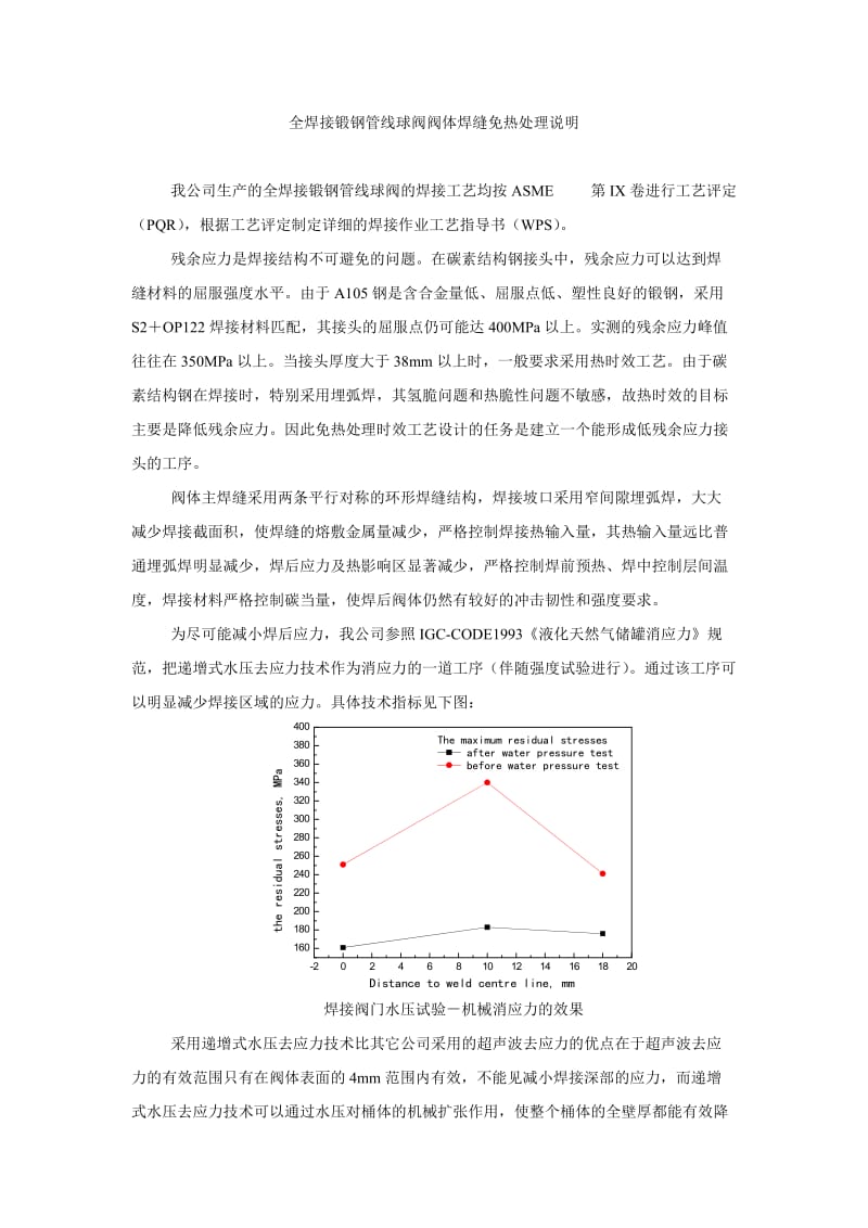 全焊接锻钢管线球到阀阀体焊缝免热处理说明.doc_第1页