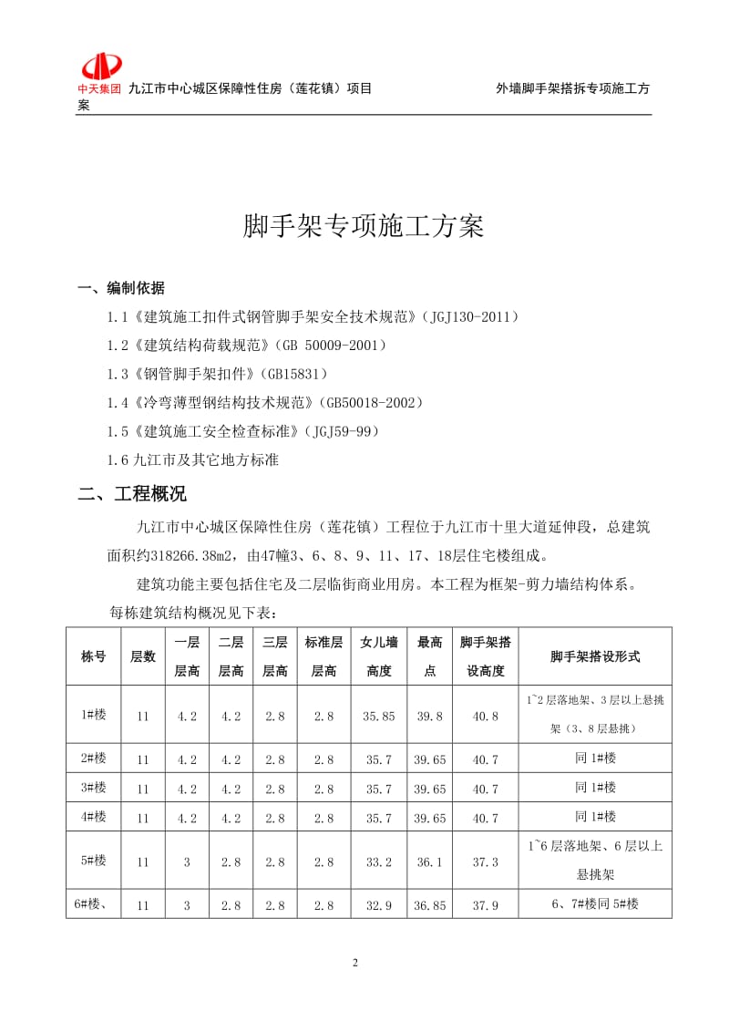 九江市中心城区保障性住房（莲花镇）项目外墙脚手架搭拆专项施工方案.doc_第2页